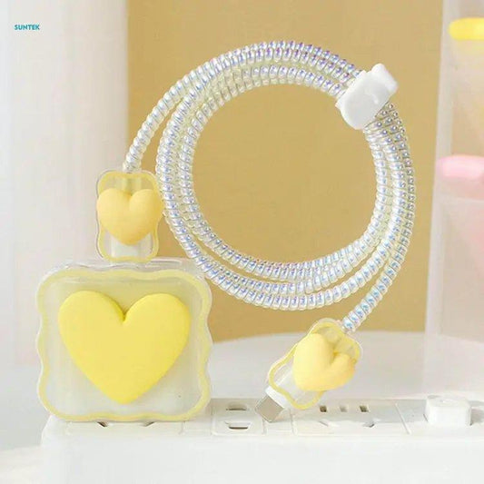 Cute Heart Charging Head and Cable Protector
