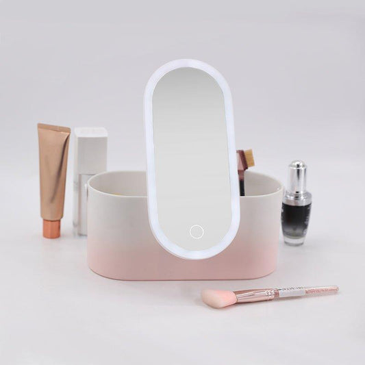 Portable Makeup Storage Box With Led Mirror