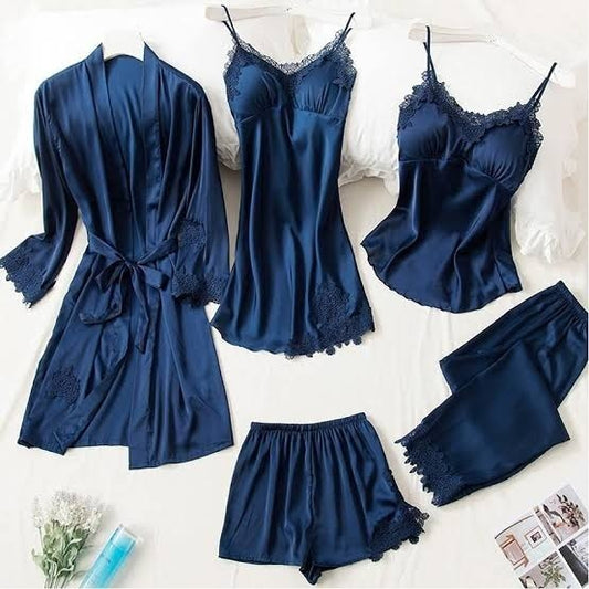 Bridal Night Suit 5-Pieces Night Wear
