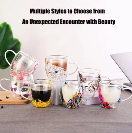 Double Wall Real Flowers Mug