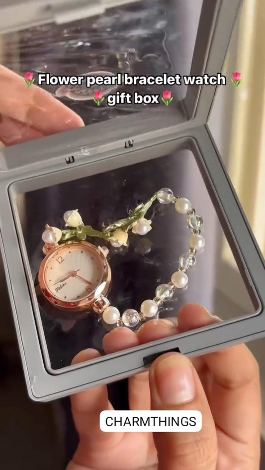 Flower Beads Bracelet Watch With Box