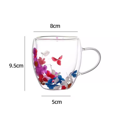 Double Wall Real Flowers Mug