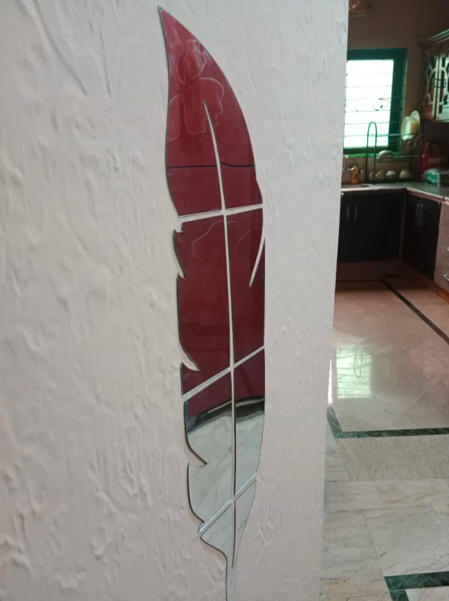 DIY Feather Plume 3D Mirror Wall Sticker for Living Room
