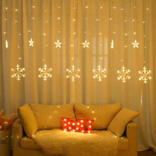 Snow Flakes Curtain Fairy Lights