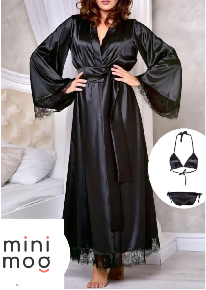 3 Piece Nightwear Gown+Bra+Panty