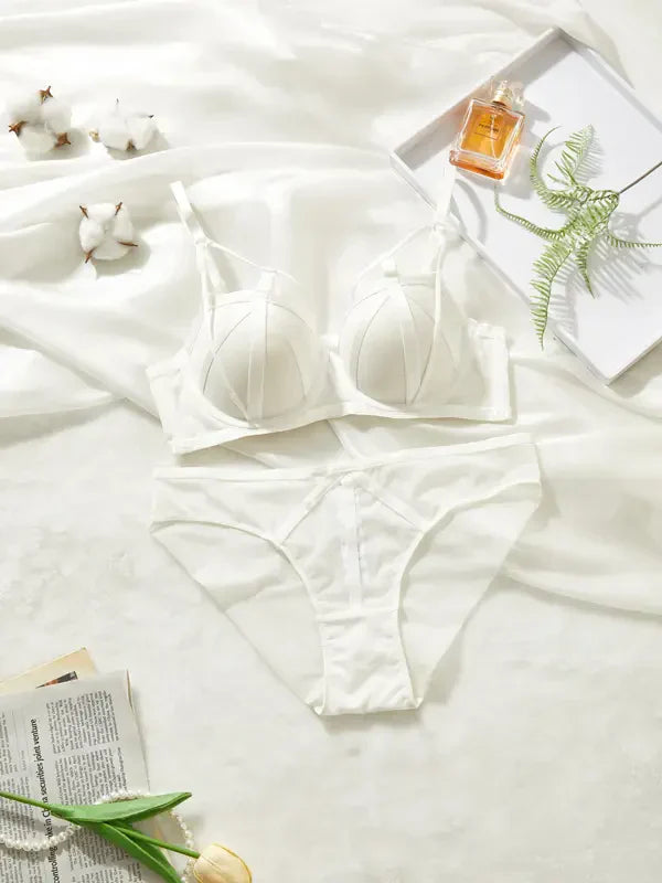 Women Lace Underwear Push Up Hollow Out Bra Set Classic Bandage Lingerie