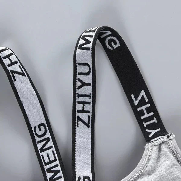 ComfortFit Soft Padded Letter Print Stretchable Sport Bra with Adjustable Straps