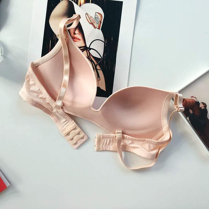 New Plaid Light Bra Push-Up Without Steel Ring One-Piece Bra Thin Section Seamless Lingerie