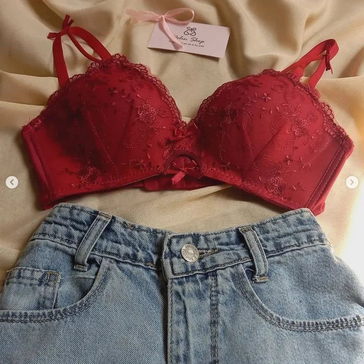 High-Quality Adjustable Straps Embroidered Padded Bridal Bra