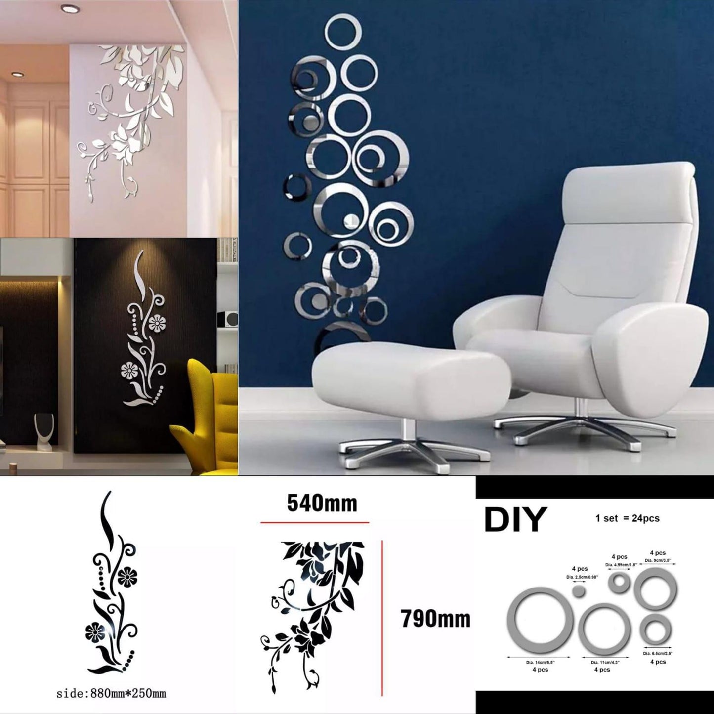 Acrylic Mirror Wall Stickers
