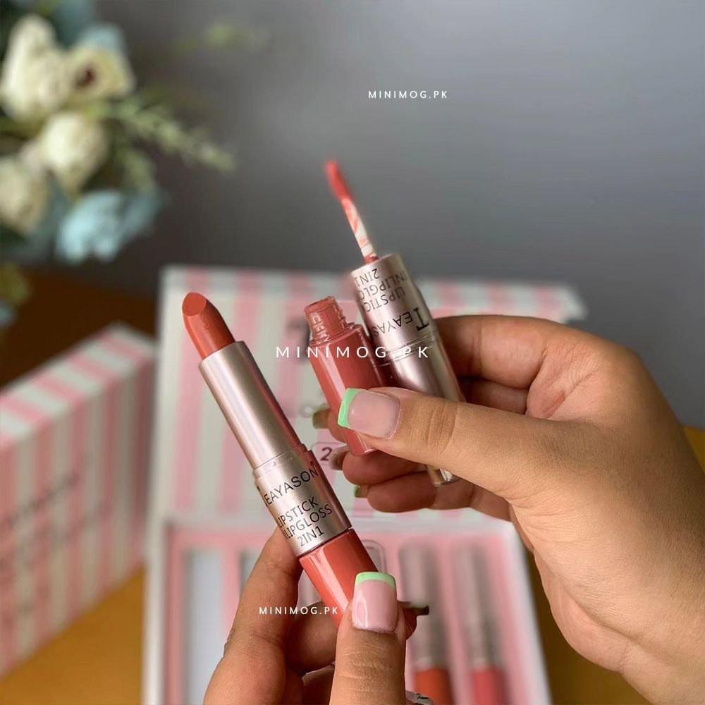 2 in 1 Matte Lip Gloss and Lipstick - 6-Pieces Set