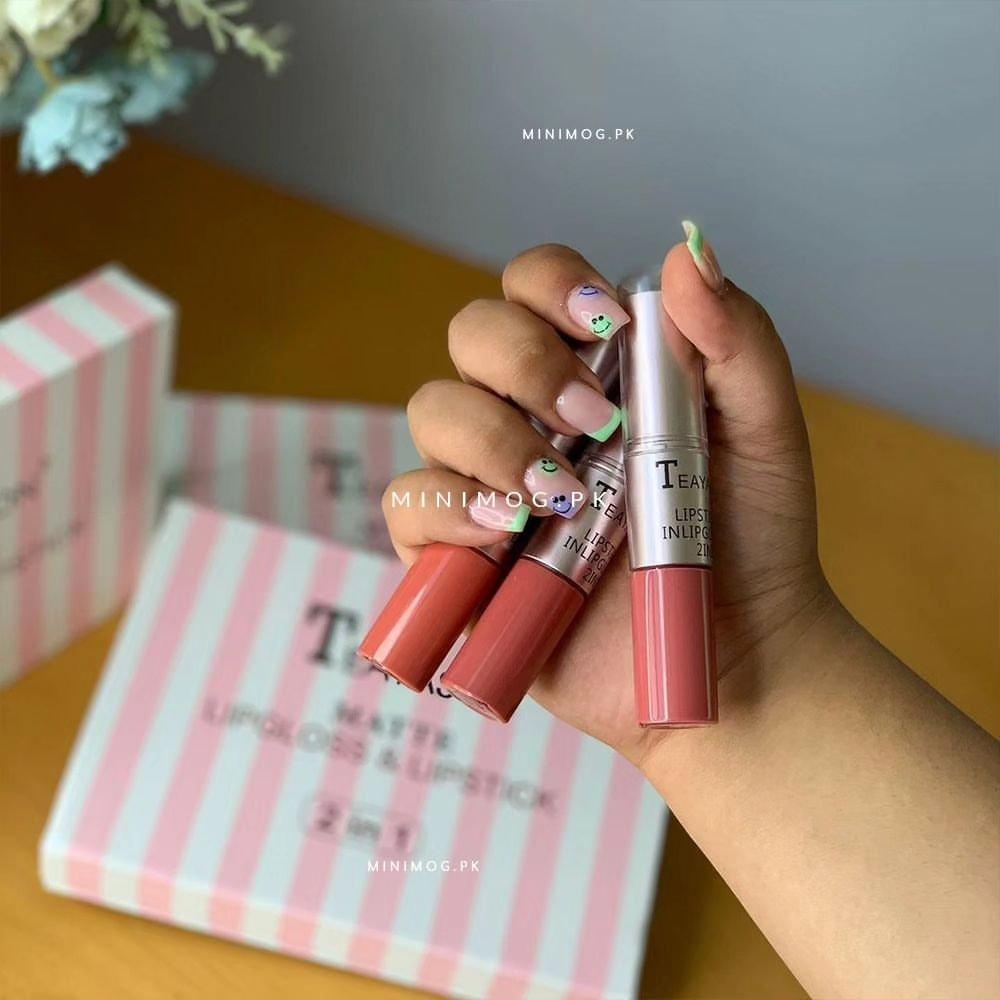 2 in 1 Matte Lip Gloss and Lipstick - 6-Pieces Set