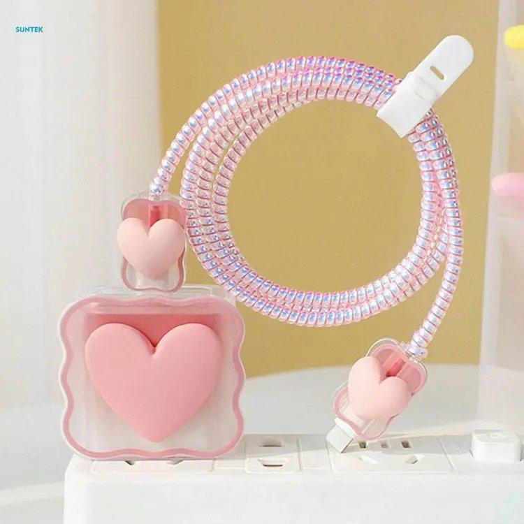 Cute Heart Charging Head and Cable Protector
