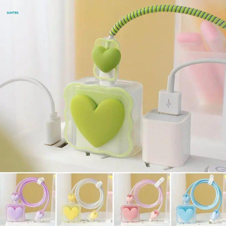 Cute Heart Charging Head and Cable Protector