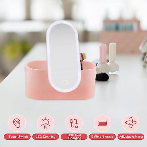 Portable Makeup Storage Box With Led Mirror