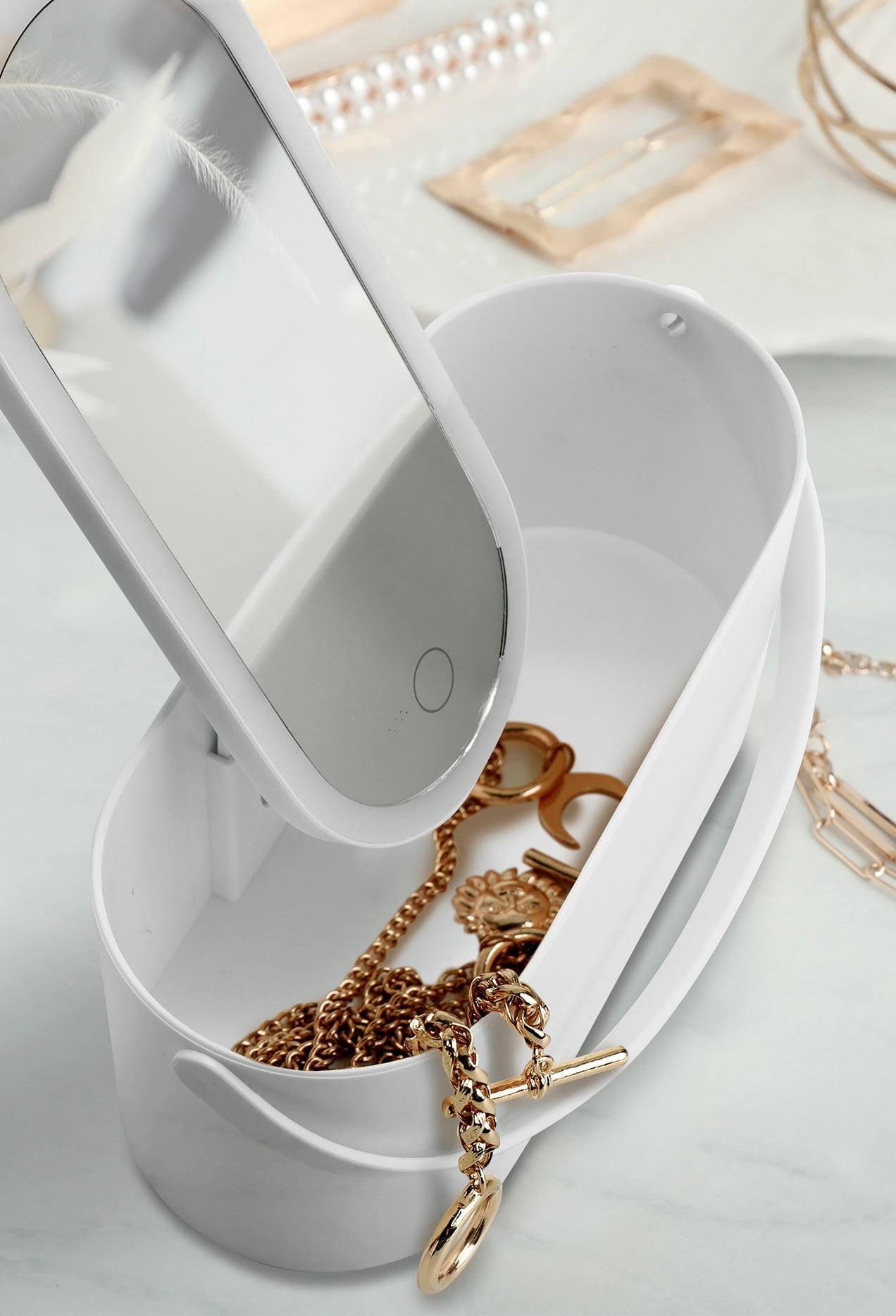 Portable Makeup Storage Box With Led Mirror