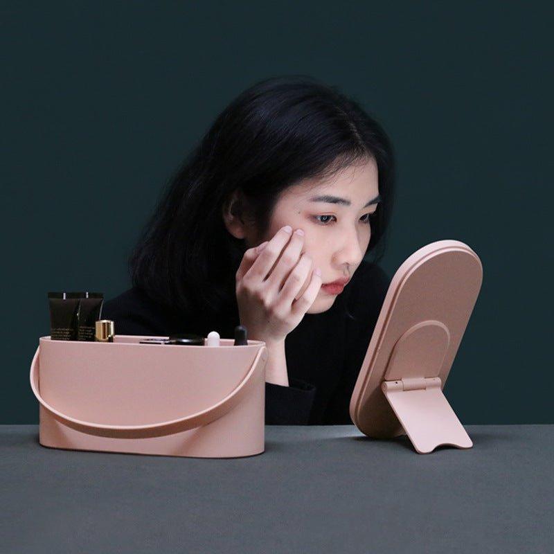 Portable Makeup Storage Box With Led Mirror