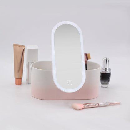 Portable Makeup Storage Box With Led Mirror