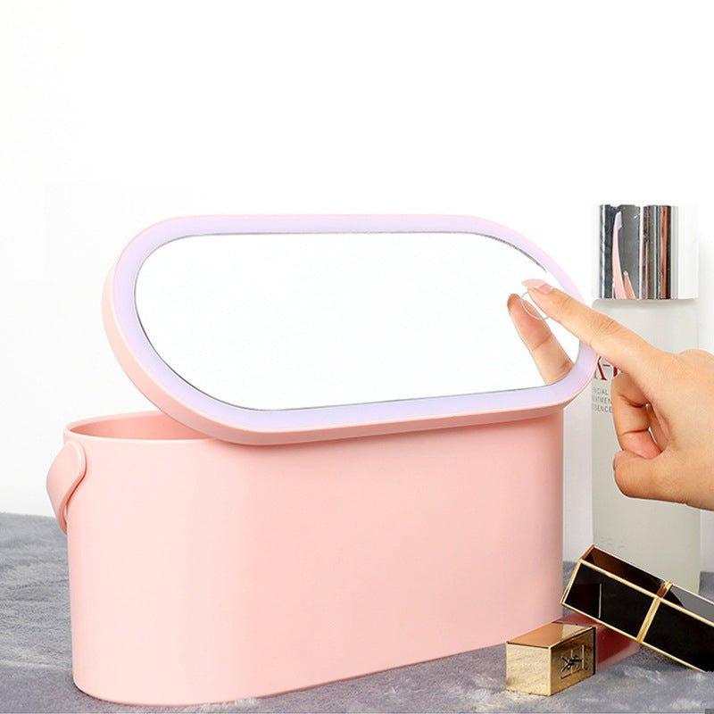Portable Makeup Storage Box With Led Mirror
