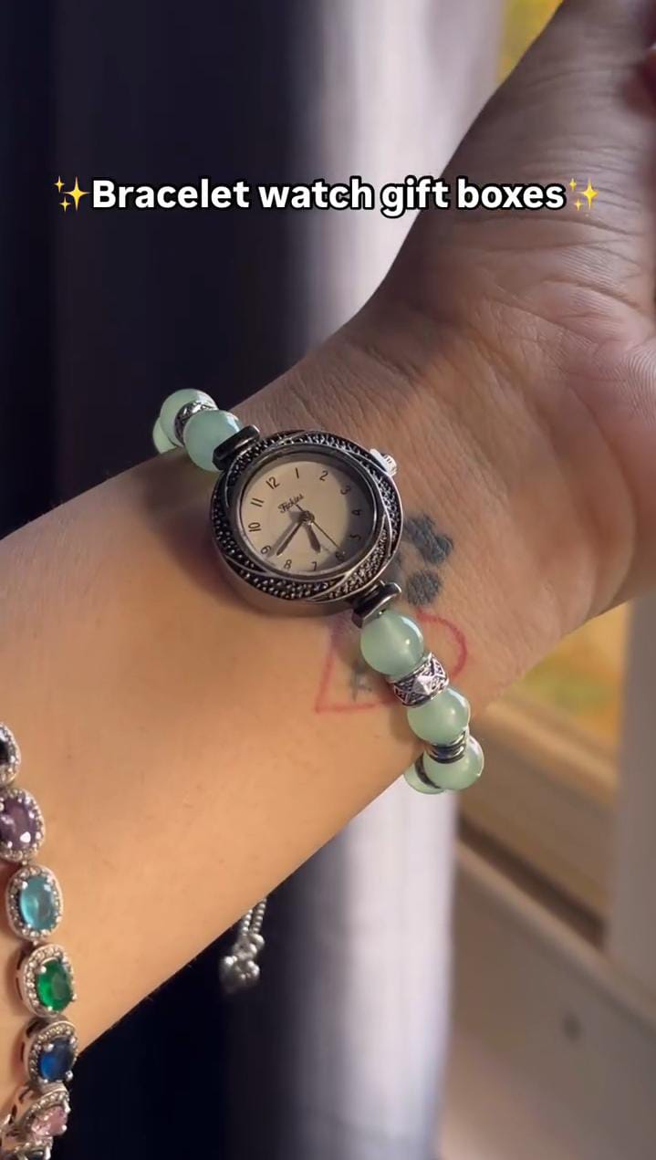 Crystal Beads Bracelet Watch With Box