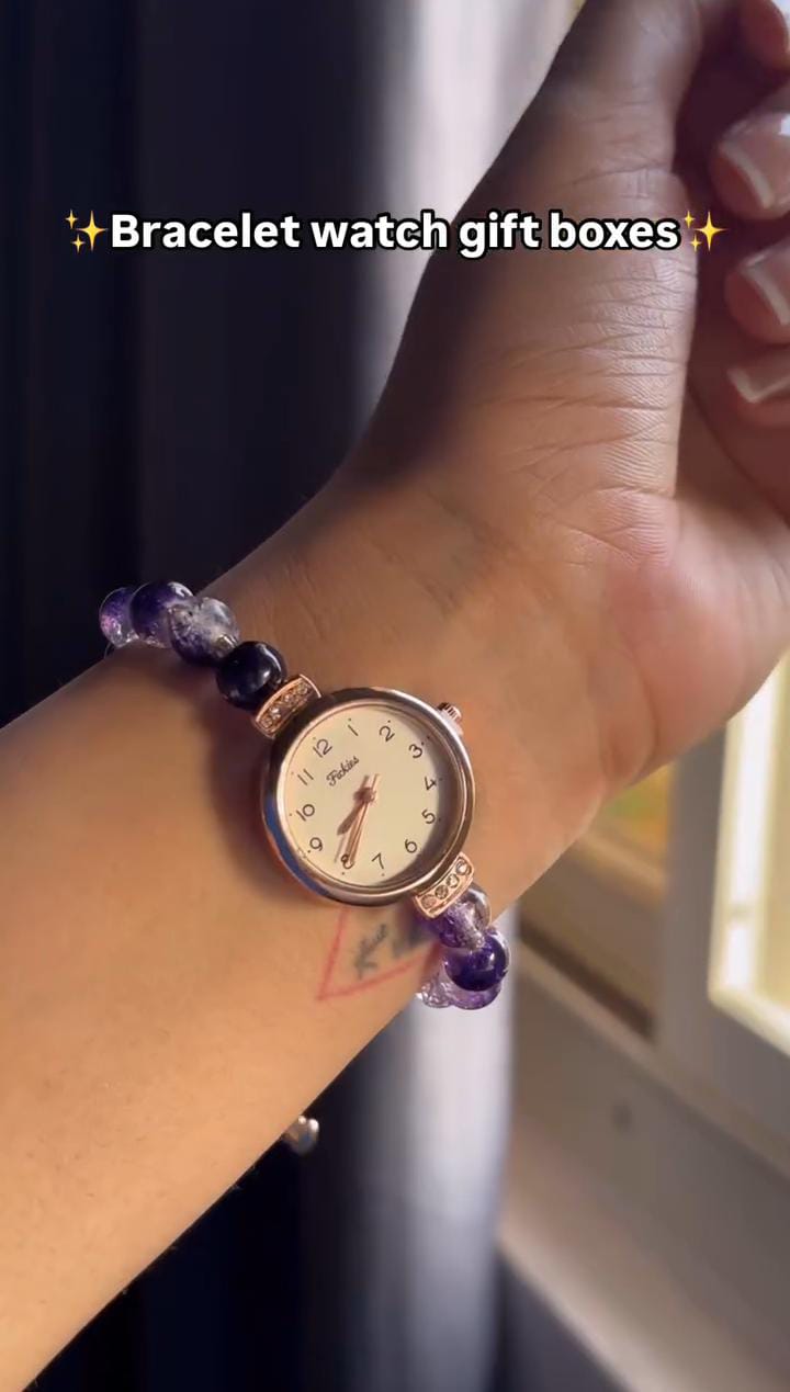 Crystal Beads Bracelet Watch With Box