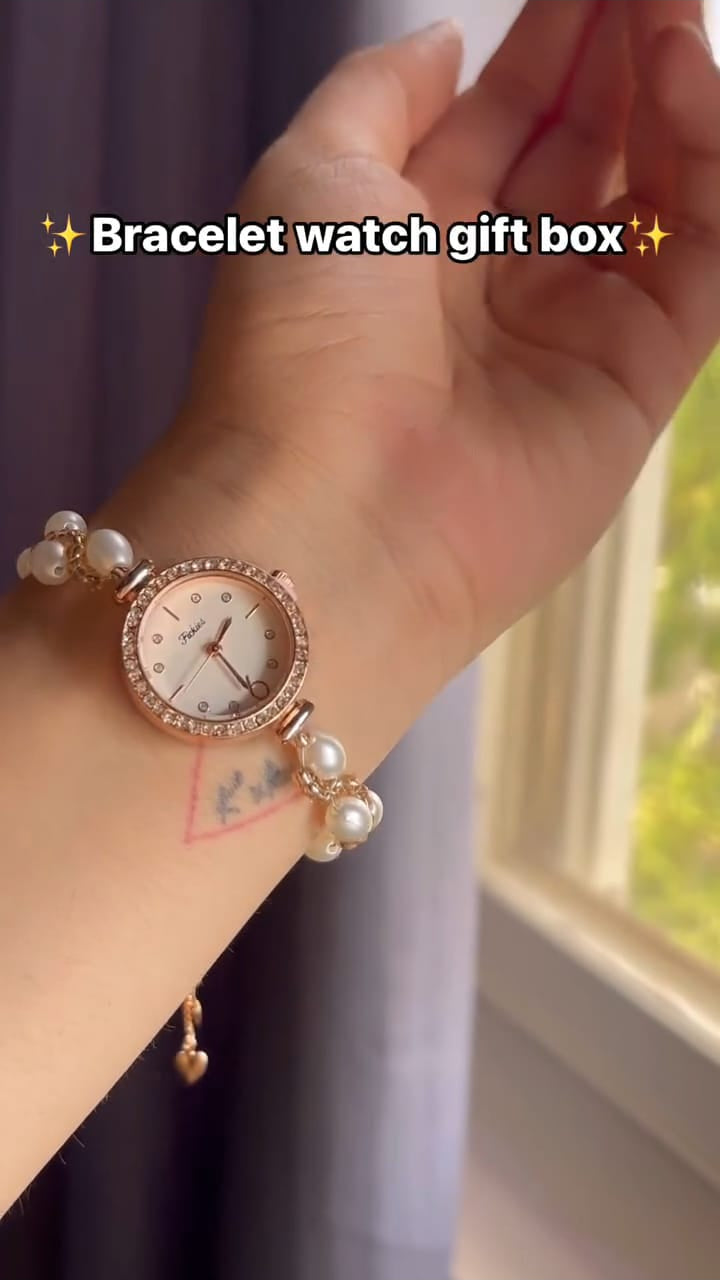 Pearl Beads Bracelet Watch With Gift Box
