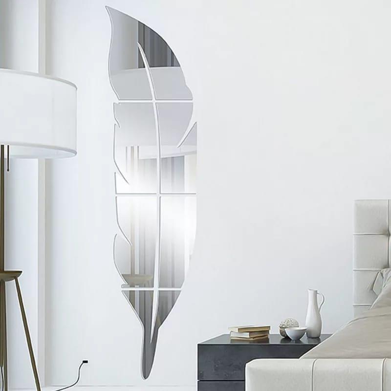 DIY Feather Plume 3D Mirror Wall Sticker for Living Room