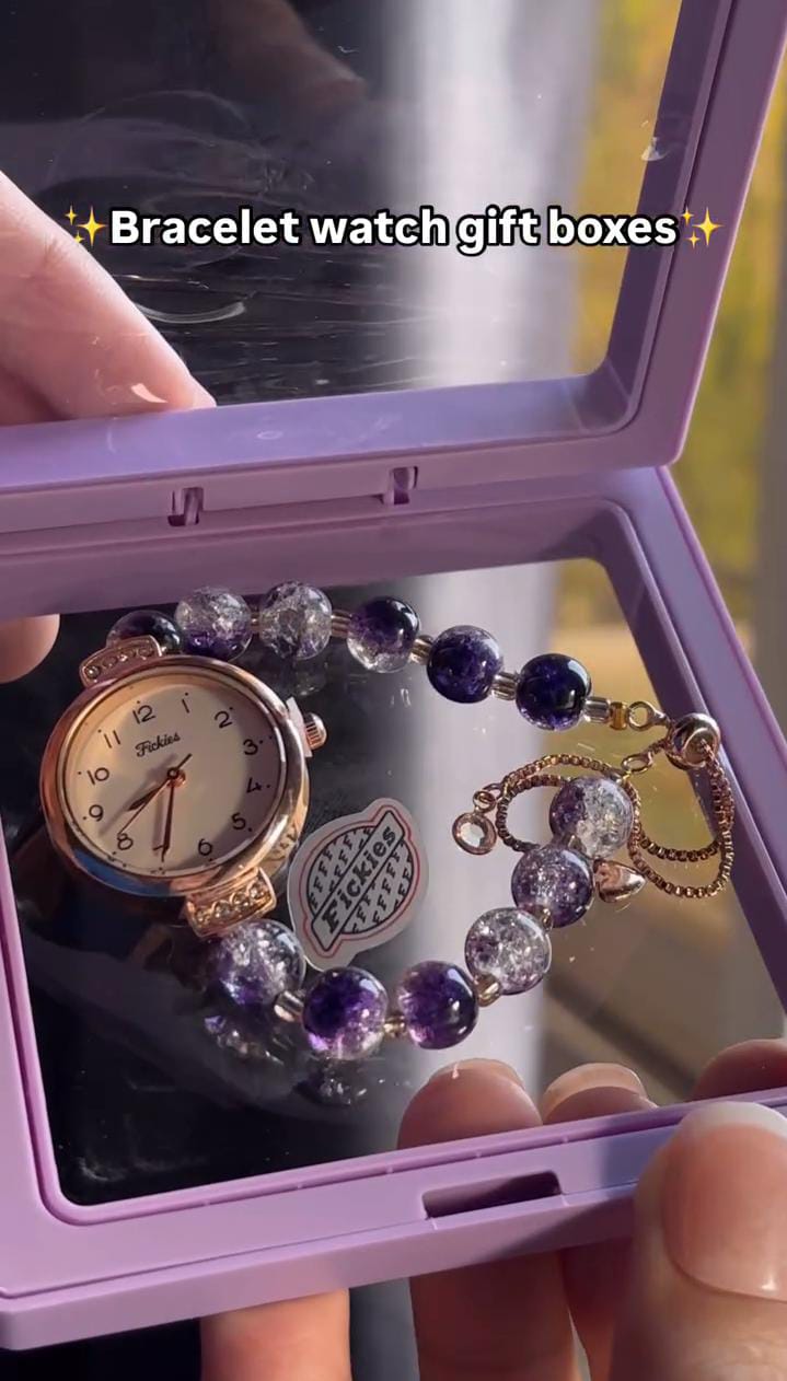 Crystal Beads Bracelet Watch With Box