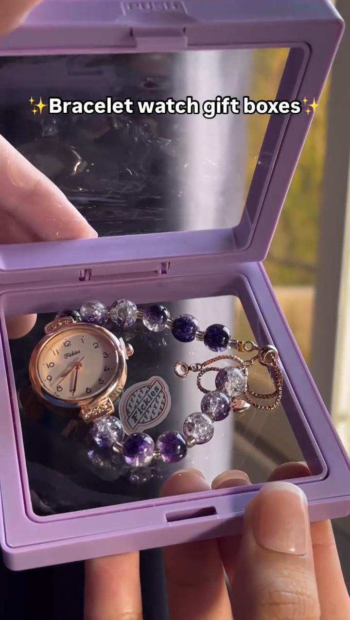 Crystal Beads Bracelet Watch With Box