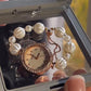 Crystal Beads Bracelet Watch With Box