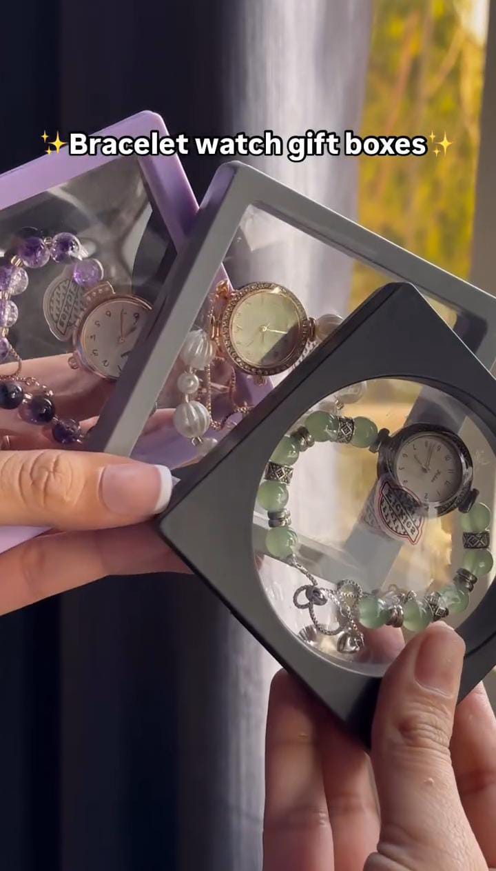 Crystal Beads Bracelet Watch With Box