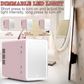 Skincare Fridge With Dimmable LED Mirror, 4L Makeup Mini Fridge for Bedroom, Cosmetics, SkinCare, Cooler & Warmer, Portable Small Refrigerator for Car, Office and Food- Pink