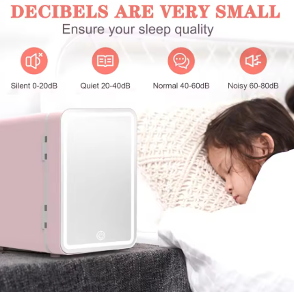 Skincare Fridge With Dimmable LED Mirror, 4L Makeup Mini Fridge for Bedroom, Cosmetics, SkinCare, Cooler & Warmer, Portable Small Refrigerator for Car, Office and Food- Pink