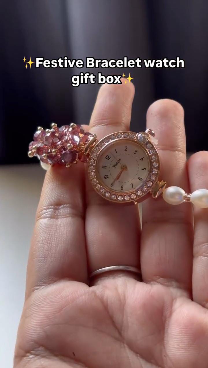 Festive Bracelet Watch With Box