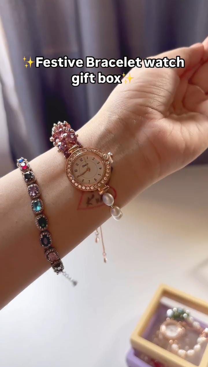 Festive Bracelet Watch With Box
