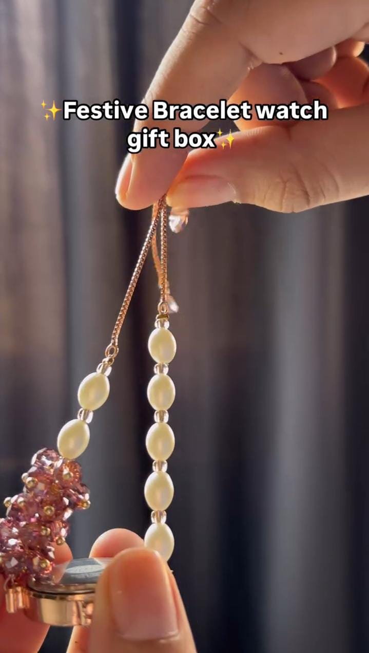 Festive Bracelet Watch With Box