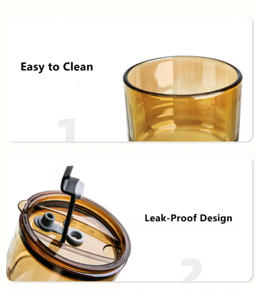 450ML Glass Mug With Straw