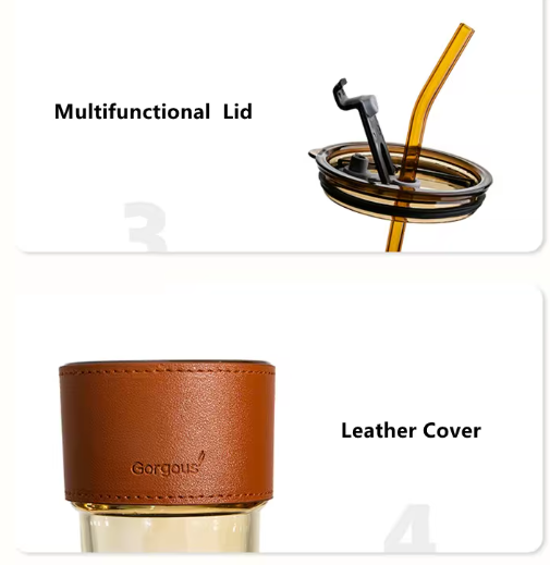 450ML Glass Mug With Straw