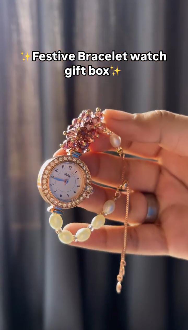 Festive Bracelet Watch With Box