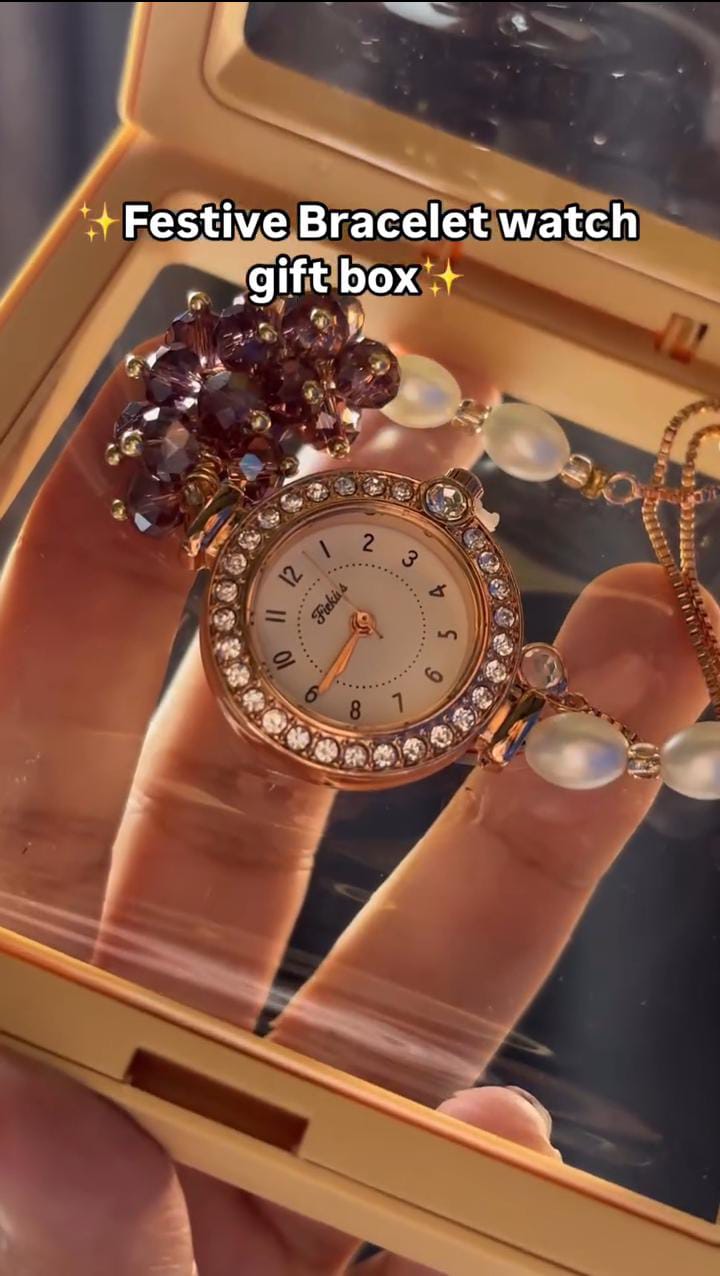 Festive Bracelet Watch With Box