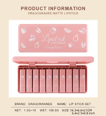 10 matte pcs lipstick set