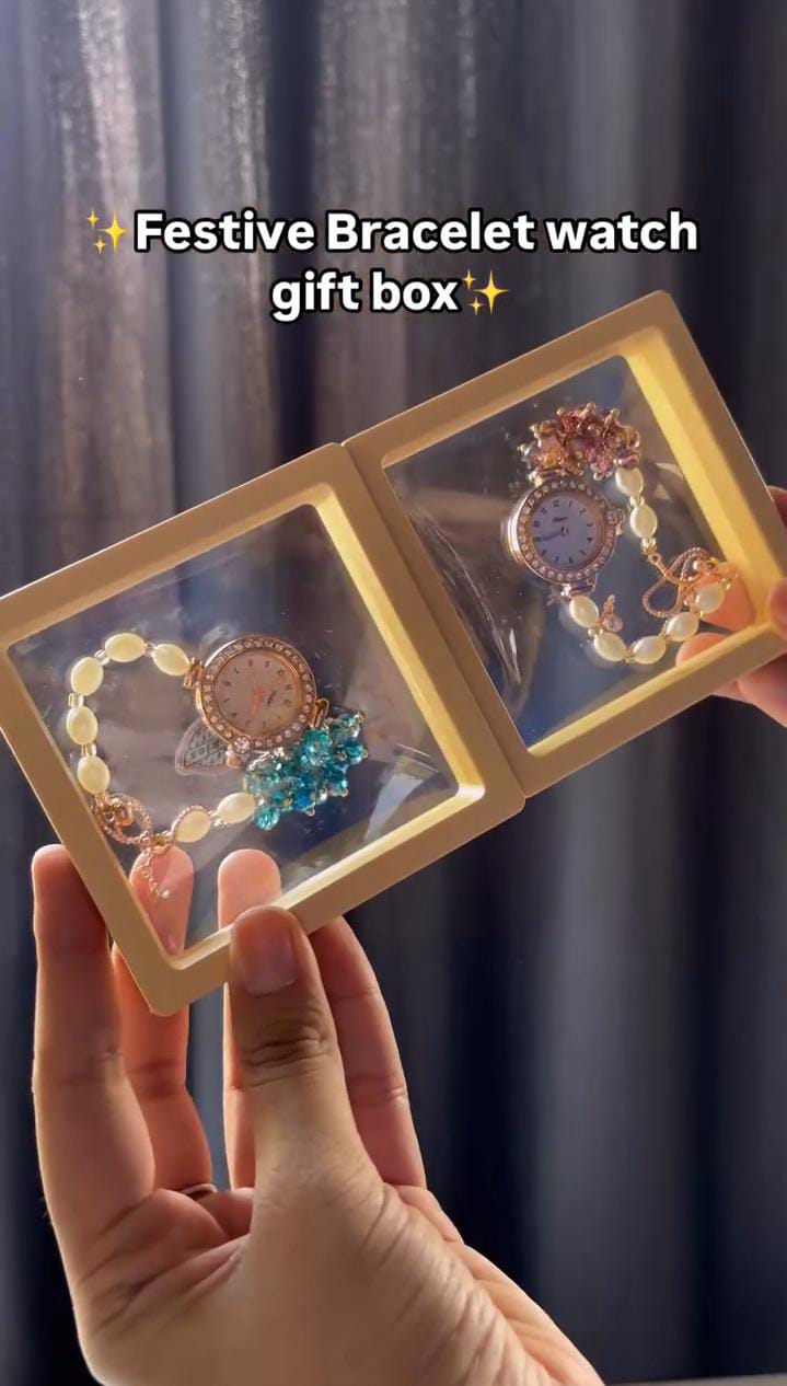 Festive Bracelet Watch With Box
