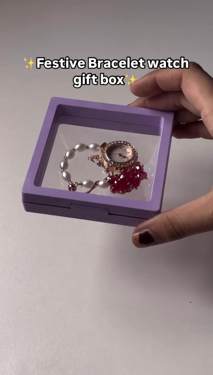 Festive Bracelet Watch With Box