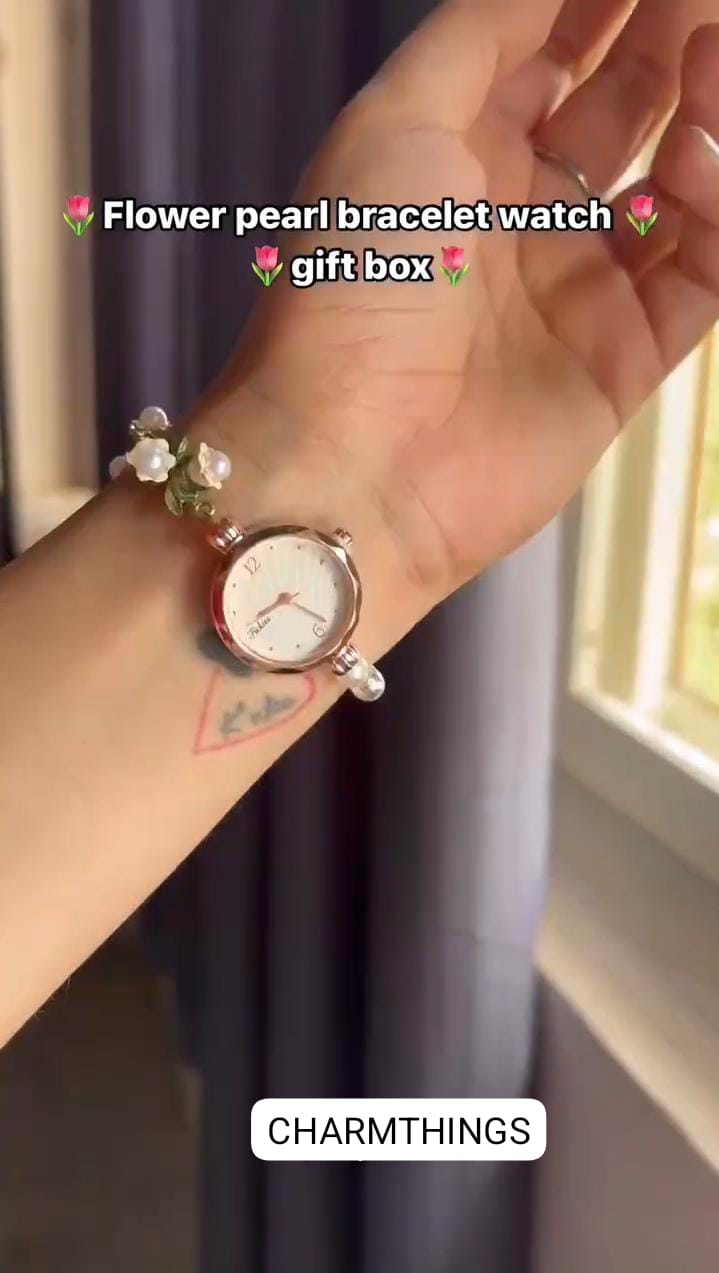Flower Beads Bracelet Watch With Box