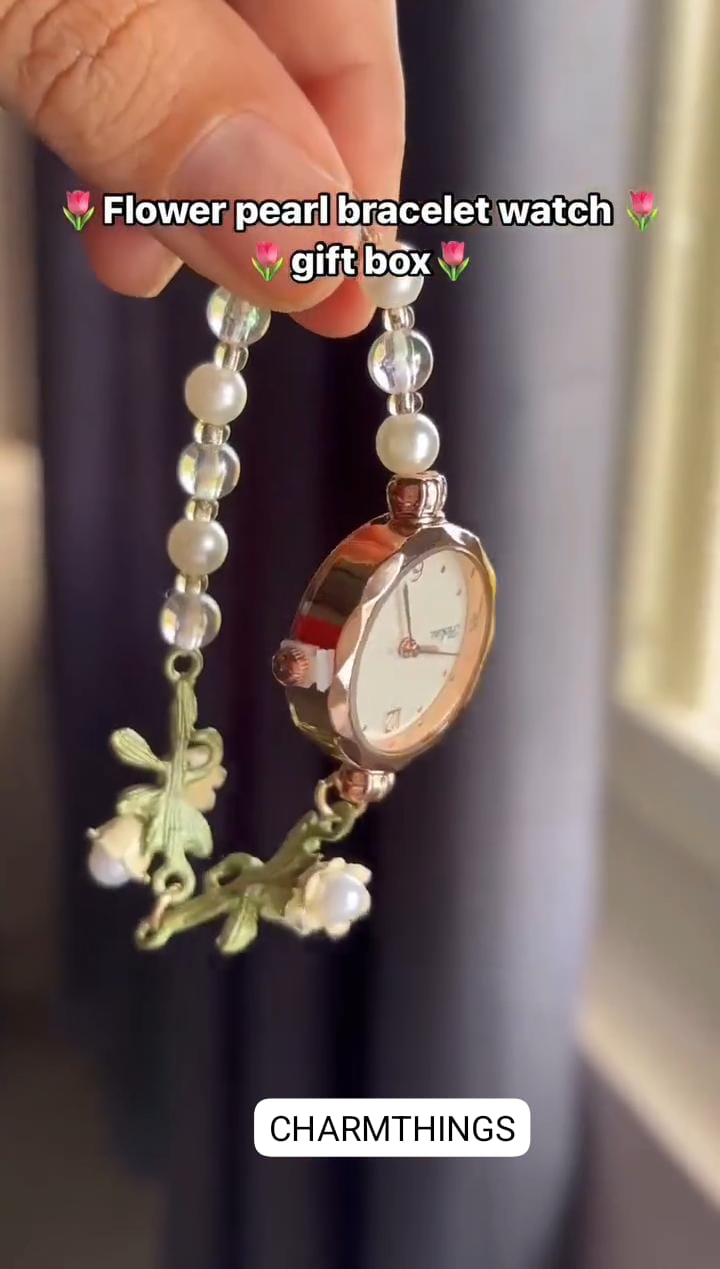 Flower Beads Bracelet Watch With Box