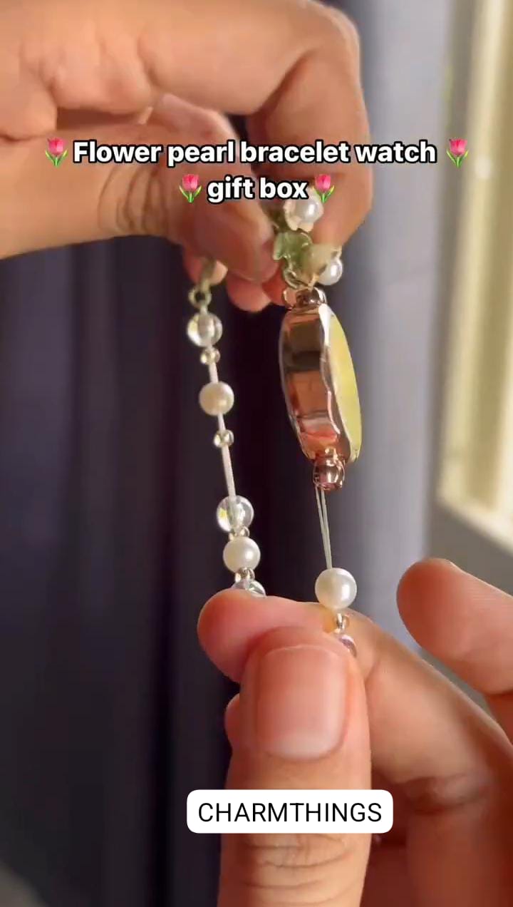 Flower Beads Bracelet Watch With Box