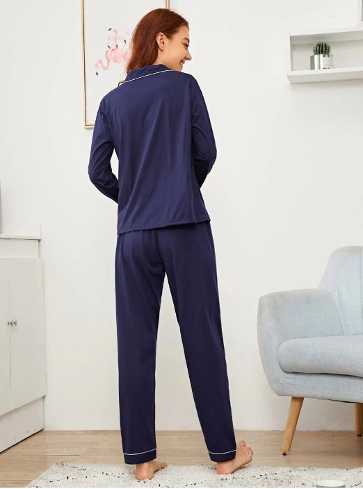 Heart Contrast Silk Night Set