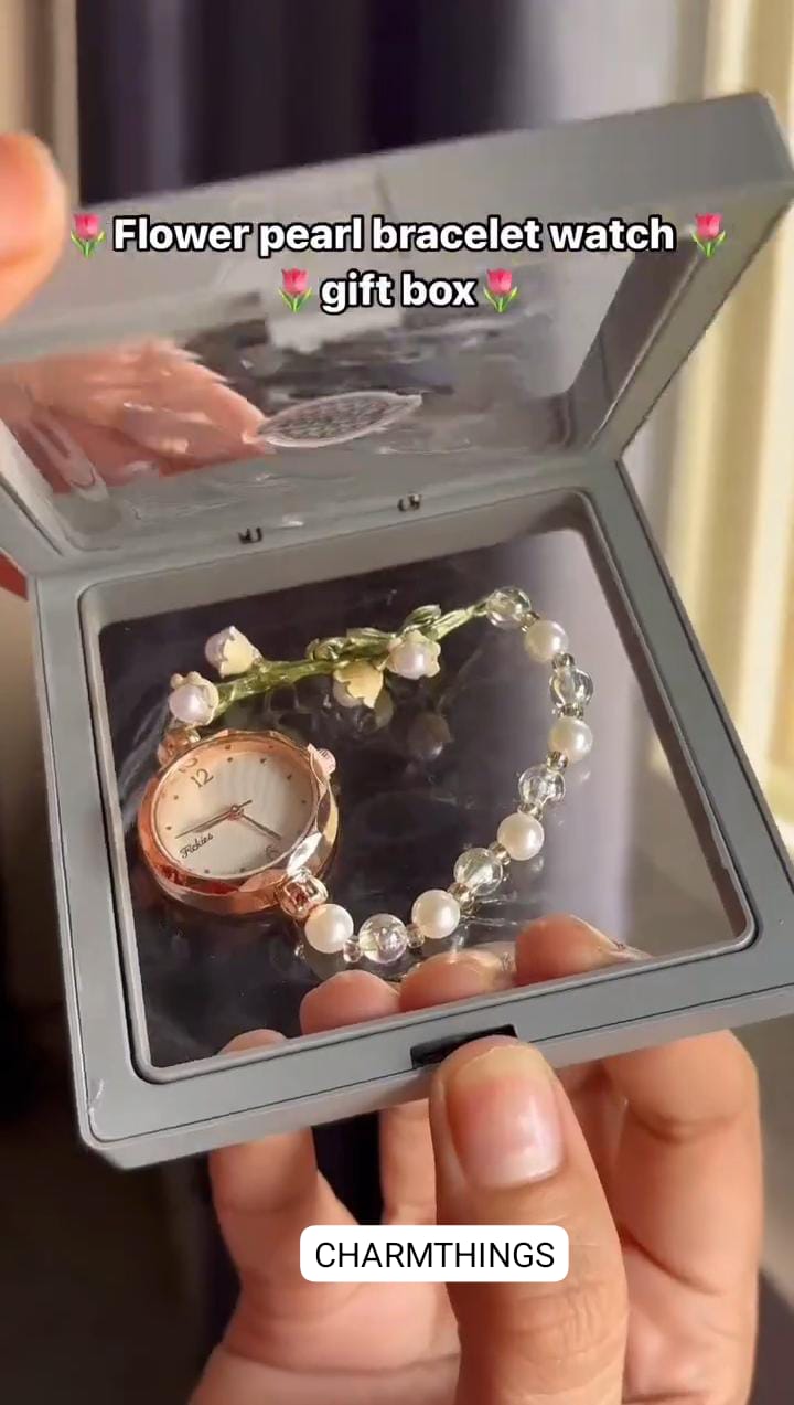 Flower Beads Bracelet Watch With Box
