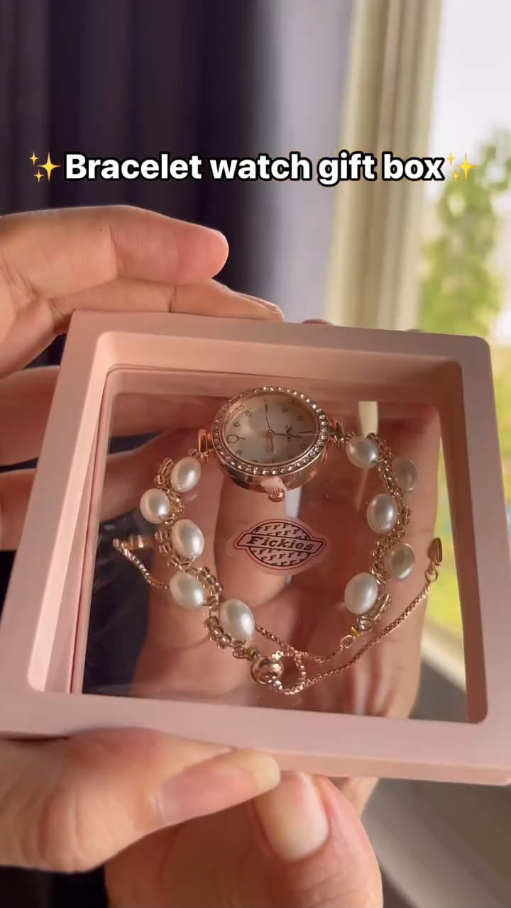 Pearl Beads Bracelet Watch With Gift Box