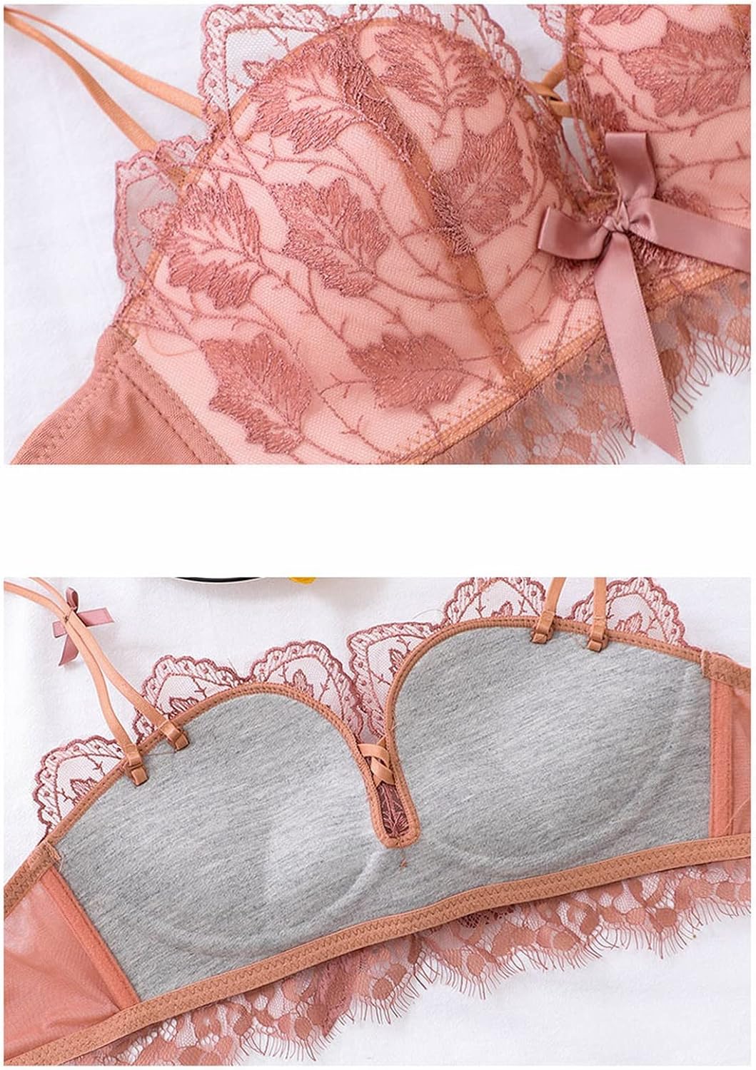 Lavender Gathered Lingerie Set - Stylish Bra and Panty with Beautiful Back